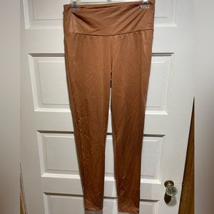 Tummy control faux leather leggings